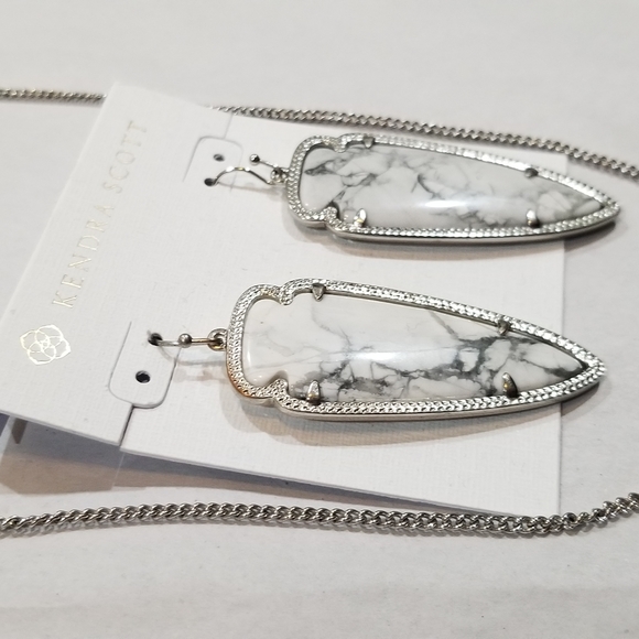Rare White Howlite Dylan Necklace Skylar Earrings Beautiful Marbling - Picture 7 of 8